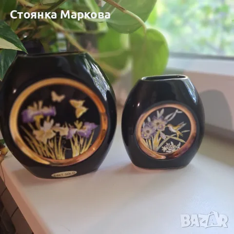 Порцеланови вази-Япония-24КТ GOLD, снимка 2 - Вази - 55589522