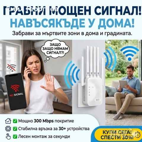 Край на слабия WiFi сигнал – Бърз и стабилен интернет във всеки ъгъл! , снимка 2 - Мрежови адаптери - 54807548