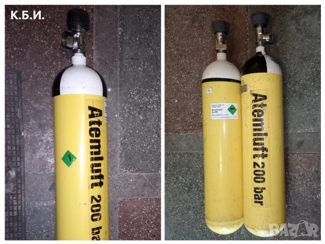 Продавам 3 броя стоманени бутилки Dräger 4L - 200 BAR - АТМОСФЕРИ работно налягане 100% оборудвани 