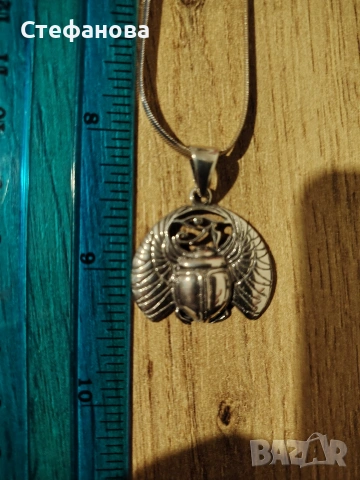 сребърен скарабей, снимка 3 - Колиета, медальони, синджири - 54760024