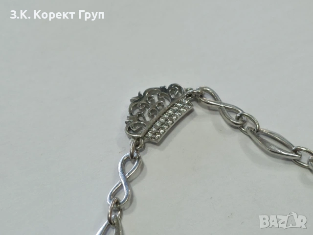 Сребърна гривна 925 / корона / 4,19 гр, снимка 2 - Гривни - 54385101