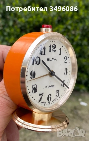 Стар съветски механичен будилник СЛАВА 11 камъка