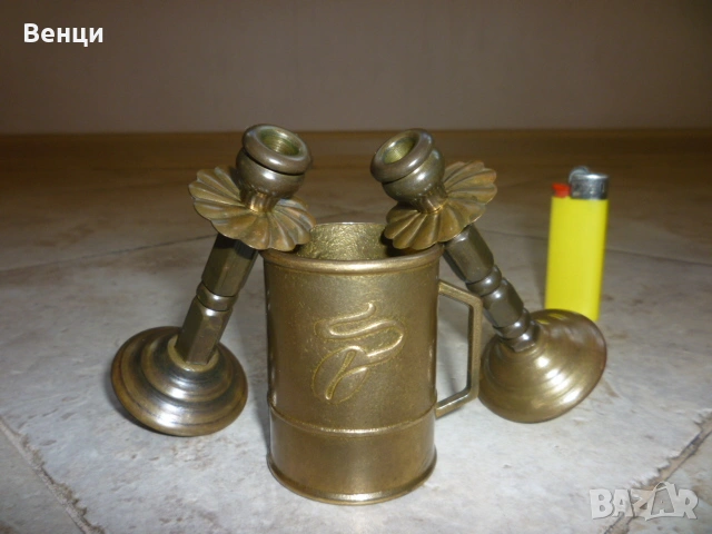Бронзови Чаша Свещници, снимка 2 - Антикварни и старинни предмети - 55229185