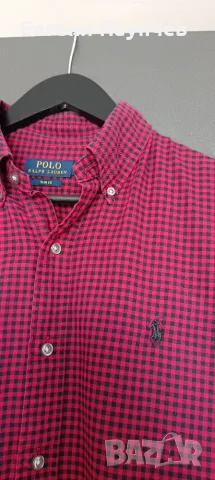 Polo Ralph Lauren мъжка риза в размер M в червен цвят каре, снимка 3 - Ризи - 55393058
