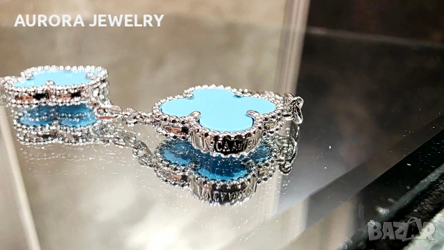 Van Cleef & Arpels VCA 5 Motifs Silver Turquoise Vintage Alhambra Дамска Гривна, снимка 5 - Гривни - 54062648
