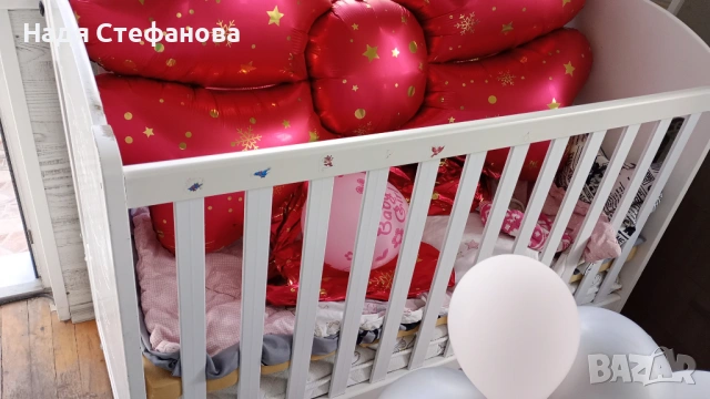 Детско дървено легълце с вградена люлка и матрачето ARBOR BABY, снимка 8 - Кошарки - 54606530