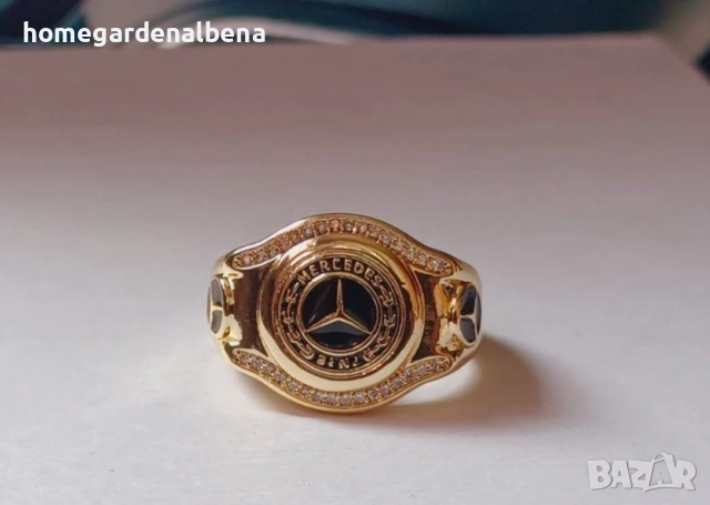 Луксозен мъжки пръстен медицинска стомана 18К злато кристали емайл, снимка 3 - Пръстени - 54130390