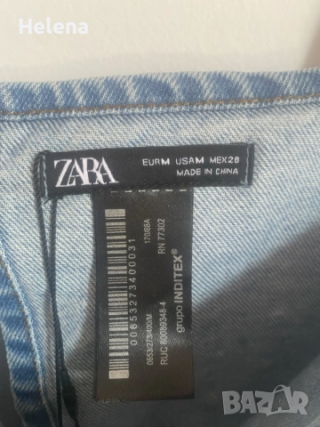Нов дънков топ със стрази (камъни) Zara – размер M, снимка 5 - Рокли - 55185725
