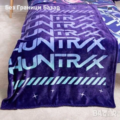 Ново Netflix K Pop Demon Hunters Huntrix Меко Топло Поларено Одеяло 100x150см За Легло Диван Къмпинг, снимка 4 - Олекотени завивки и одеяла - 54653130