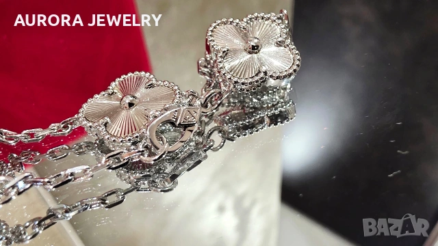 Van Cleef & Arpels VCA 5 Motifs Silver Clear Vintage Alhambra Дамска Гривна, снимка 7 - Гривни - 54013210