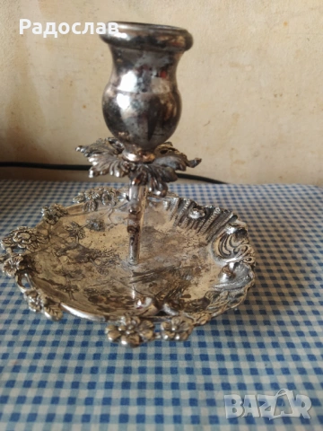посребрен свещник, снимка 4 - Декорация за дома - 54269798