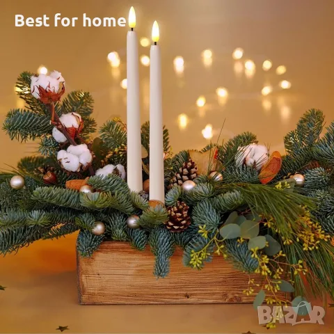 IMAGE Безпламъчни конусовидни свещи с дистанционно, 12 бр. LED свещници 3D фитил, цвят слонова кост, снимка 9 - Декорация за дома - 55618958