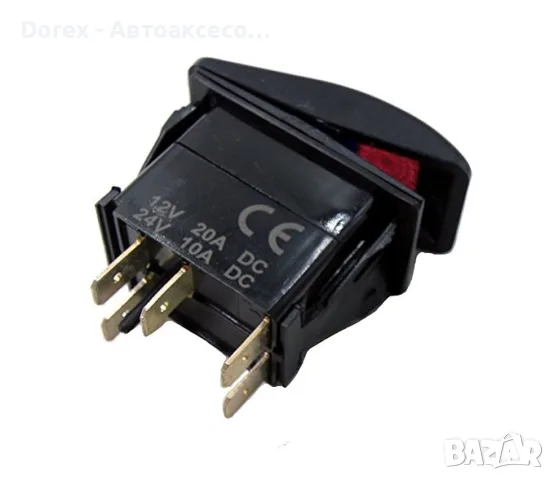 Копче бутон за вграждане за тромба клаксон HORN 12V/24V с червена LED подсветка, 5 пина, ON/OFF, снимка 3 - Аксесоари и консумативи - 55559744