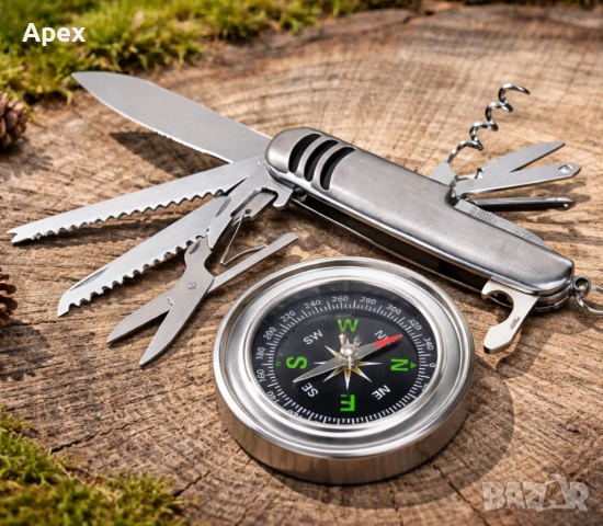 Мултифункционално Джобно Ножче.Ножка.Компас.Компаси.Сгъваемо Ножче. Фенери.Лампа.LED Къмпинг Фенер +, снимка 3 - Екипировка - 54175740