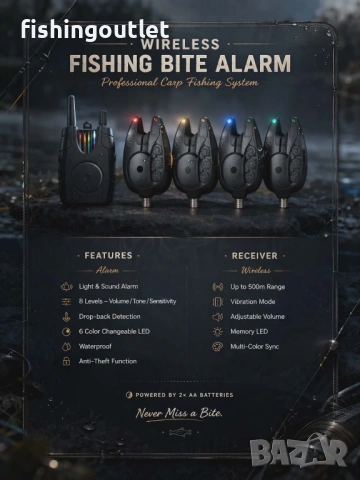 Сигнализатори със станция с обхват до 500мт - Osako FoX RX, снимка 2 - Такъми - 54228032