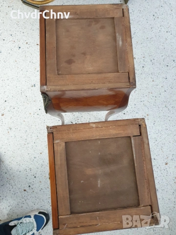 2бр-чифт стари френски дървени конзолни масички-шкафчета за легло, снимка 5 - Шкафове - 54091738