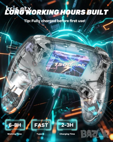 безжичен джойстик joystick за PS3 PS4 PC android и IOS с rgb подсветка, снимка 9 - PlayStation конзоли - 54715068