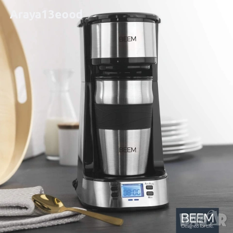 Кафемашина BEEM Thermo 2 Go с термо чаша и таймер, 750 W, LCD екран, снимка 3 - Кафемашини - 54639618