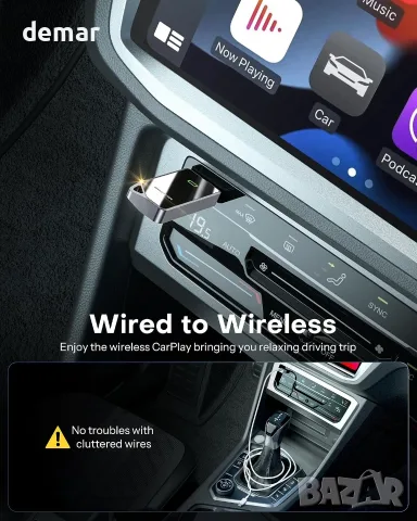 OMOTON CarPlay адаптер за iPhone – Wired към Wireless, Plug & Play, снимка 6 - Аксесоари и консумативи - 55663435