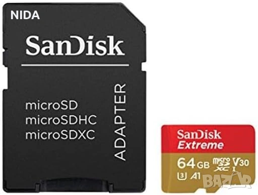 SanDisk Micro SD, 64GB Extreme, НОВА, снимка 2 - Карти памет - 54814028