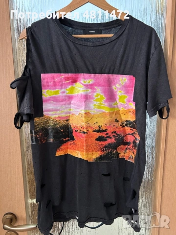 Diesel оригинална тениска с принт, снимка 4 - Тениски - 54349941