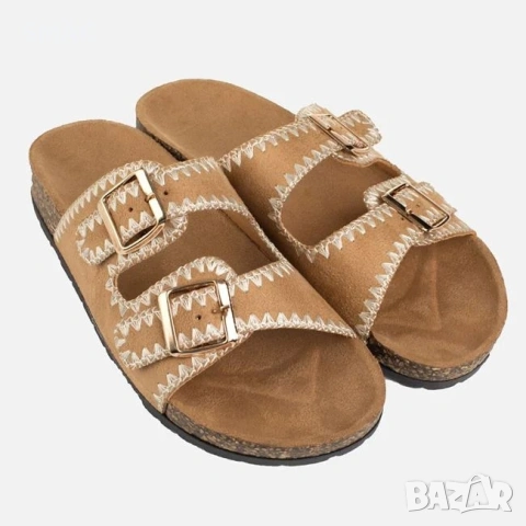 Дамски чехли двойна каишка buckle таба_1262946, снимка 2 - Чехли - 54695766