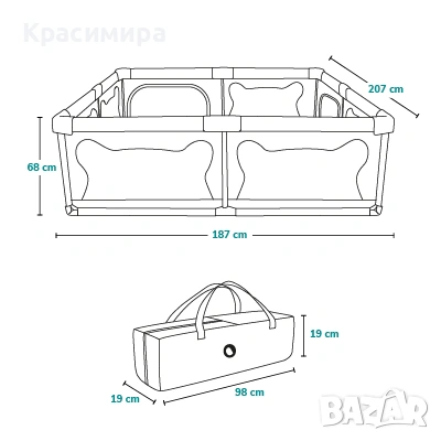 Кошара за игра Lionelo - Willow XL, Beige Sand, снимка 3 - Кошарки - 54212477