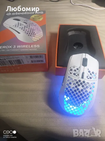 SteelSeries Aerox 3 Wireless - Геймърска мишка Holey RGB - Ултра лека водоустойчива , снимка 3 - Клавиатури и мишки - 55472708
