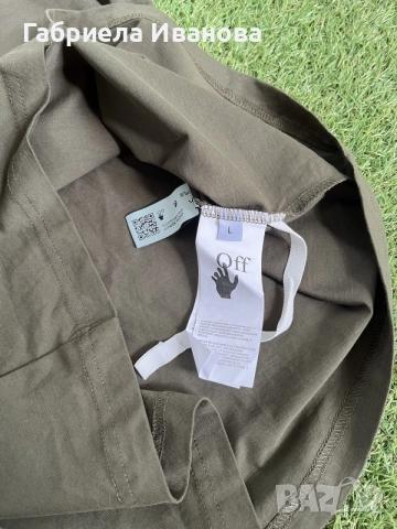 Мъжка тениска Off-White Olive Green | Размер L | Отлично състояние, снимка 9 - Тениски - 55508218