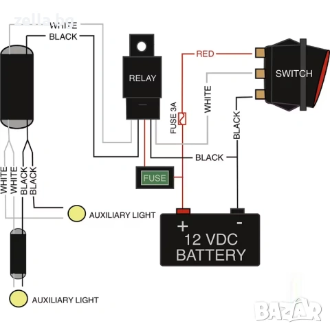 Инсталационен комплект за LED фарове и барове 12V – Реле 40A, предпазител 30A, за авто, мото 10369, снимка 8 - Аксесоари и консумативи - 54685085