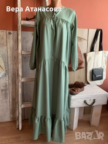 🧚🏼‍♂️🧚🏼‍♂️🧚🏼‍♂️ Дълга рокля в цвят мента👗 xs/s🍀, снимка 2 - Рокли - 55605146