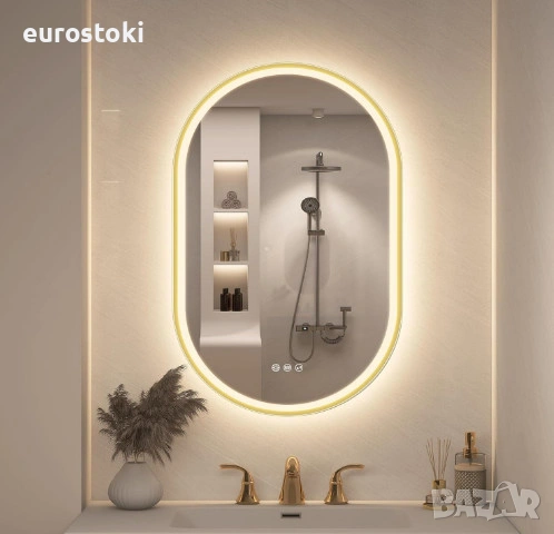 Огледало за баня STARLEAD с Bluetooth и LED осветление Smart Touch, овално огледало за баня , снимка 2 - Огледала - 54778052