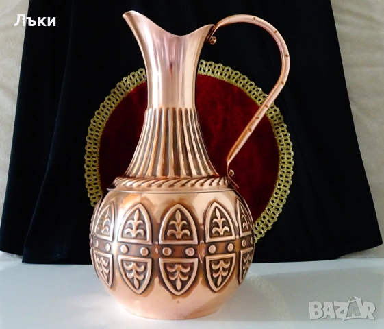 Медна кана шедьовър 4 л.,чиста червена мед. , снимка 3 - Антикварни и старинни предмети - 55222250