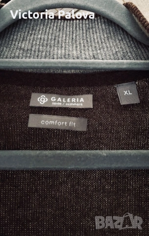 🟤 Galeria  коприна и кашмир, жилетка с цип, фин трикотаж XL, снимка 9 - Блузи - 54082727