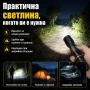 Мощен далекобоен тактически акумулаторен LED фенер голям полицейски лед прожектор за лов риболов, снимка 3