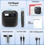Преносим CD плейър DESOBRY с Bluetooth CD плейър с високоговорители, презареждащ се дискмен за кола , снимка 5