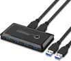 GeekerChip USB 3.0 Switch 2 към 4, KVM USB суич за 2 компютъра, 5Gbps, с 2 USB кабела, снимка 1