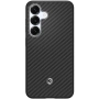 Кевларен карбон калъф кейс Spigen Enzo Aramid MagSafe Black Silver Case за Samsung Galaxy S25+, снимка 3