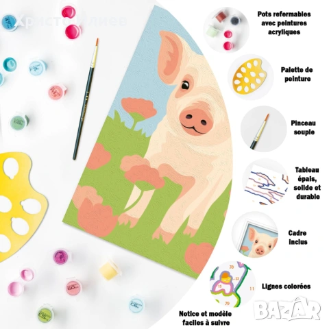 Комплект за рисуване по номера Ravensburger CreArt - Сладко прасенце, снимка 3 - Други - 54674589