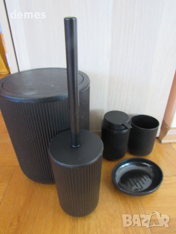 Комплект за баня от 5 части ,черен, снимка 2 - Органайзери - 54185025