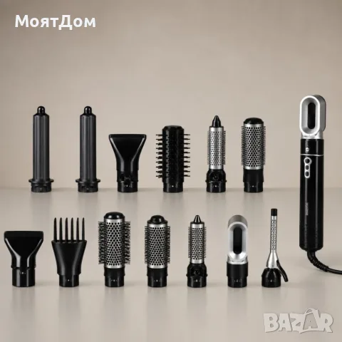 Мултифункционален сешоар 13 в 1 с йонизация, черен