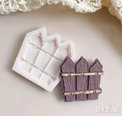 Малка ниска дървена ограда оградка силиконов молд форма фондан шоколад декор