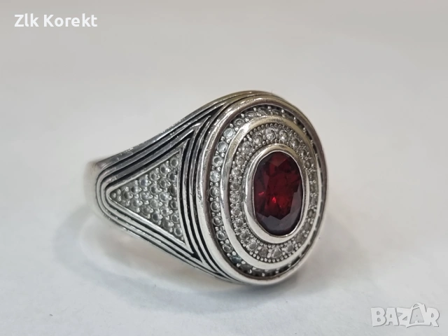 Мъжки сребърен пръстен, снимка 7 - Пръстени - 54766497