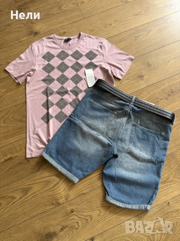H&M Мъжки къси дънки и тениска, снимка 2 - Къси панталони - 55256018