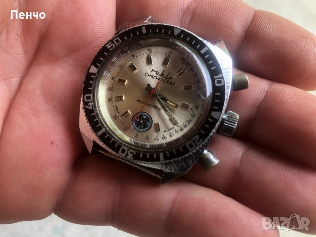 стар ръчен "RUHLA" CHRONOGRAF - MADE IN GDR, снимка 8 - Антикварни и старинни предмети - 50902348