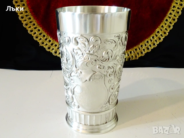 Калаена чаша,халба,Рицар,Елен,гравиране,калаена сватба. 