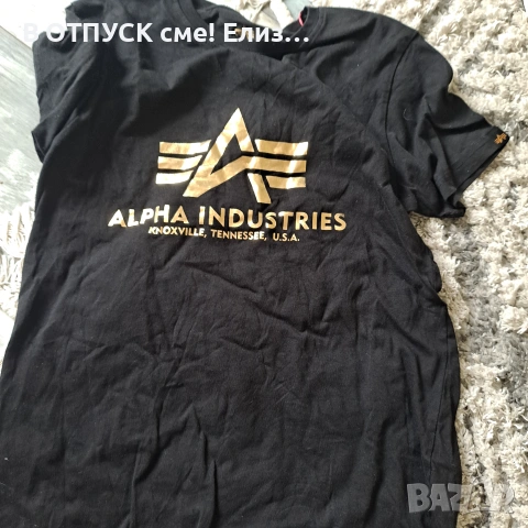 Дамска тениска със златен принт Alpha Industries, снимка 4 - Тениски - 55252914