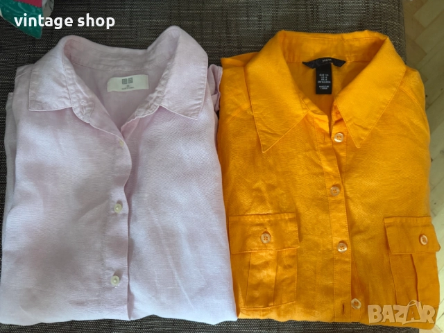  Ризи без ръкав 100% лен UNIQLO и H&M, размер XS, снимка 2 - Ризи - 55009141