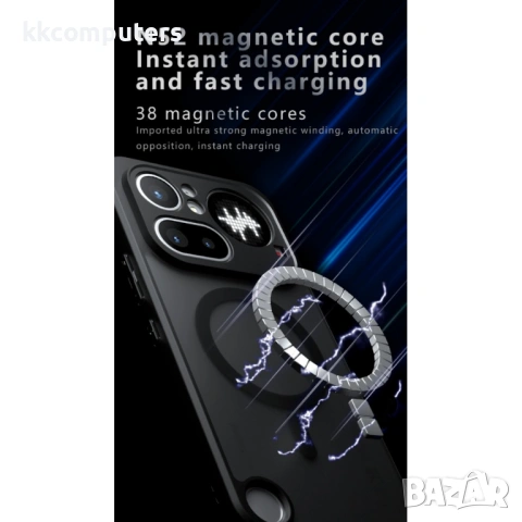Магнитен Матов Калъф за Nothing Phone (4a) Pro - TPU+PC, 2.4m Airbag, 0.5mm защита, Черен, снимка 4 - Калъфи, кейсове - 54250504