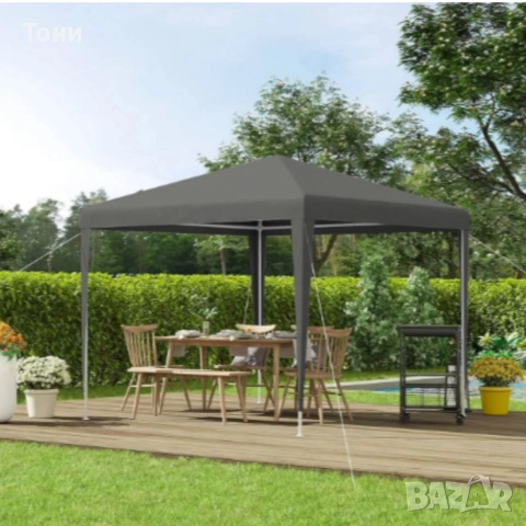 Сгъваема градинска шатра 3x3 м – Здрава метална конструкция, регулируема височина, снимка 4 - Градински мебели, декорация  - 54117548